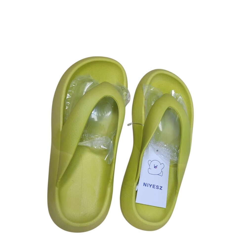 Unisex Thick-Soled Flip-Flops Summer Indoor Outdoor Green Thong Sandals 7